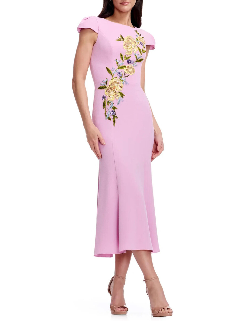 NEW, Dress the Population Sheryl Floral Appliqué  Dress in Lavender Sz M #MD2499
